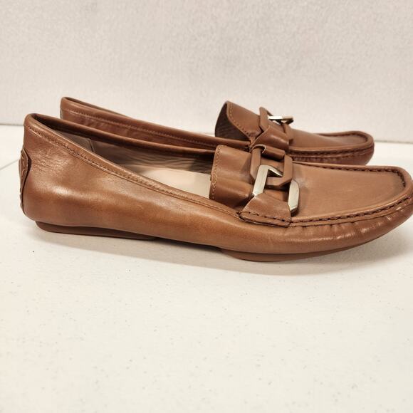 27 Edit Hellen Chain Leather Loafer Flats English Tea Brown Women's Size 8M - Picture 7 of 11